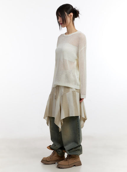 Star Mesh Knit Long-Sleeve Top CA508
