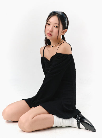 off-shoulder-shirred-mini-dress-is301