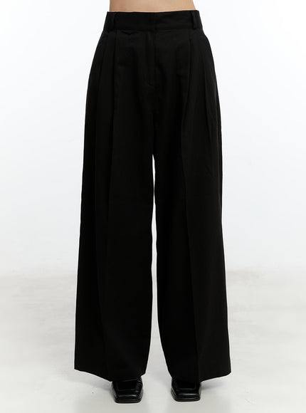 Pintuck Wide-Fit Slacks CM521