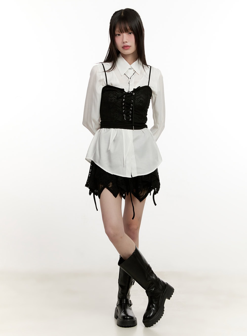 Lace Shirred Handkerchief Mini Skirt CM513