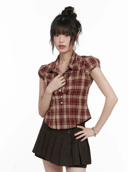 plaid-puff-sleeve-top-cg519