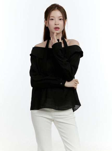 Elegant Off-Shoulder Choker Blouse CF504