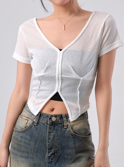 Mesh V-Neck Top IM329