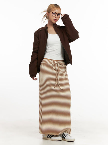 Striped Adjustable Maxi Skirt CJ508