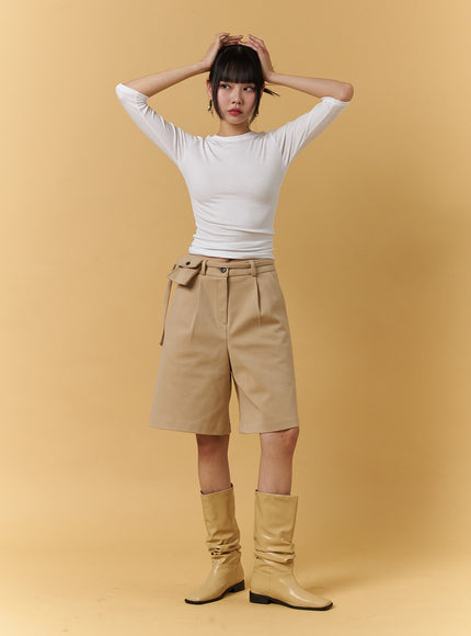 pintuck-pocket-belt-shorts-cj404