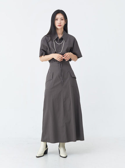 Drawstring Cropped Shirt UU1407