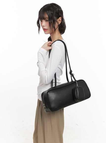 Square Shoulder Bag with Detachable Pocket CJ528