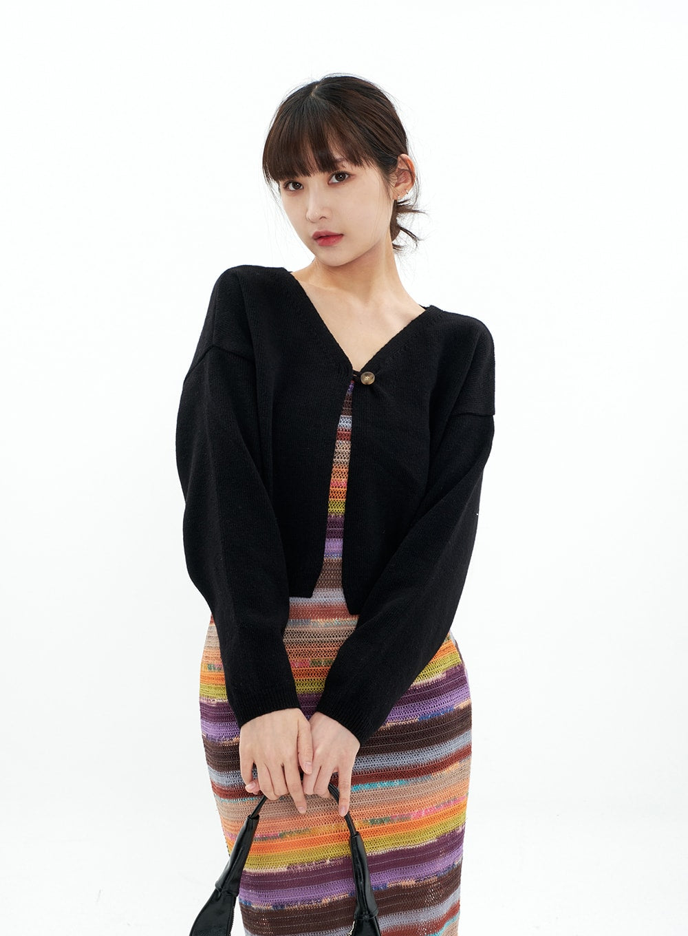 Single Button Cropped Cardigan CA07