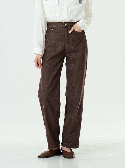 Washed Dark Brown Straight Fit Pants OG24