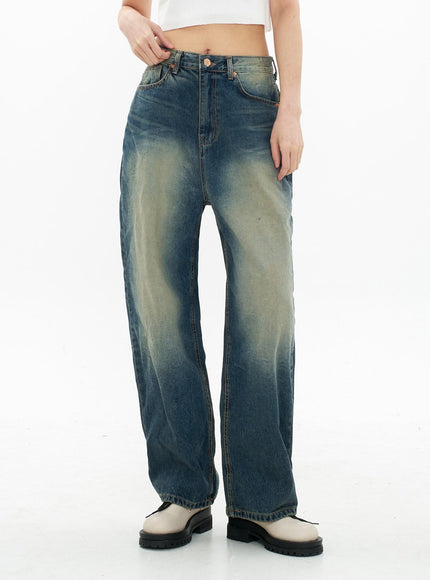 Bleached Wide Leg Denim Pants CA07