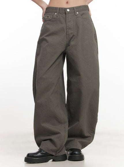 Studded Wide-Fit Cotton Pants CF526