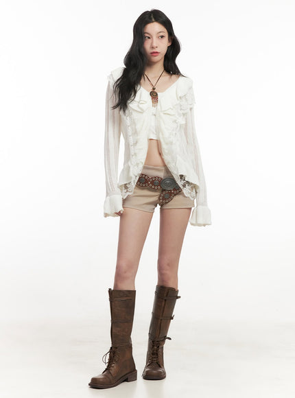 Frill Lace V-Neck Knit Cardigan CF513