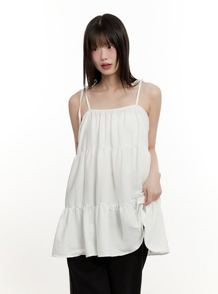 Tiered Flare Ribbon-Tie Mini Dress CM514