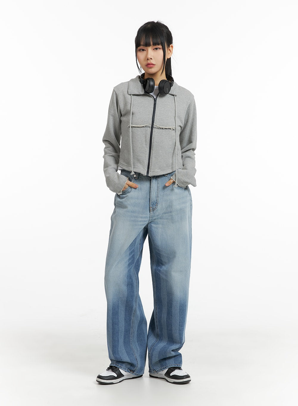 collar-solid-drawstring-pocket-jacket-cm407