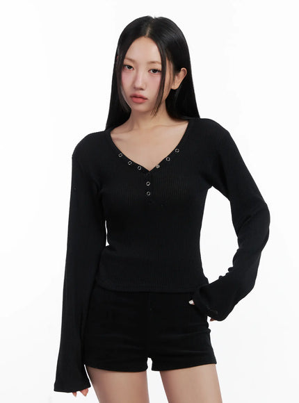 ribbed-v-neck-slim-long-sleeve-top-cn528