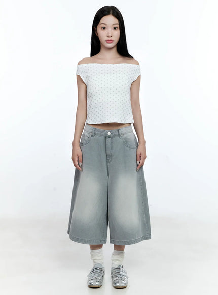 Polka-Dot Off-Shoulder Tee CG511