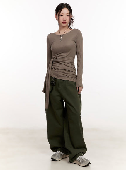 Pocket Wide-Leg Cotton Pants CM510