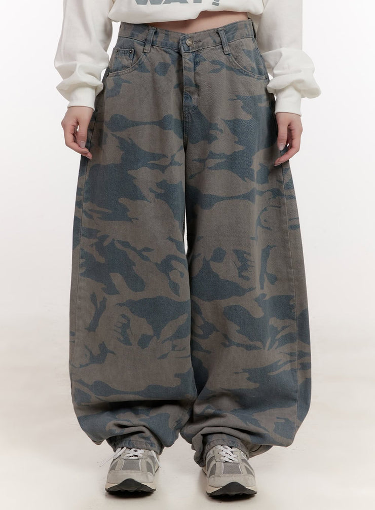 Morgan Camo Balloon-Fit Baggy Jeans CJ529