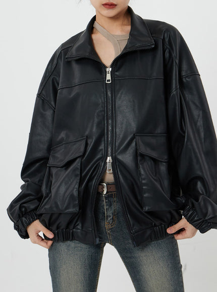 Lui Loose Fit Faux Leather Jumper CS20