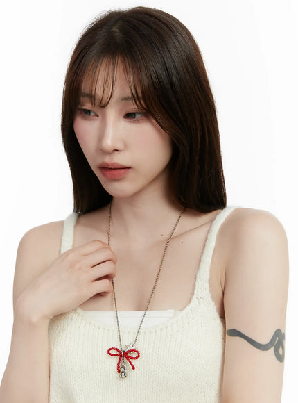 red-ribbon-necklace-id529