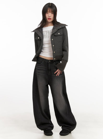 High-Neck Buttoned Jacket CJ501