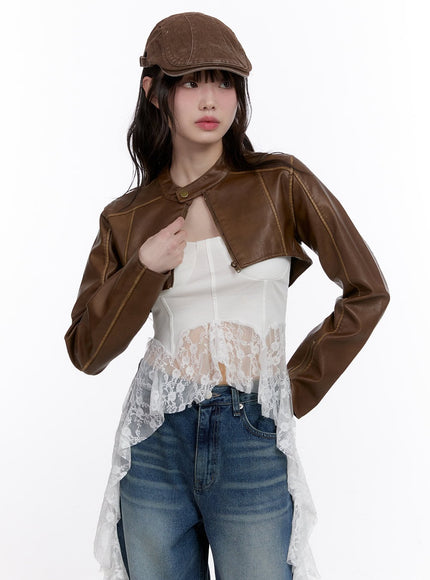 stitched-faux-leather-bolero-jacket-cf511