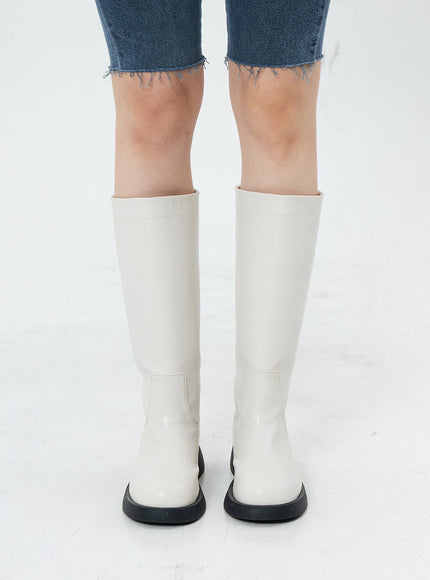 Basic Round Toe Wide Long Boots OS19