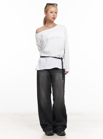 Graphic Oversized One-Shoulder Top CM505