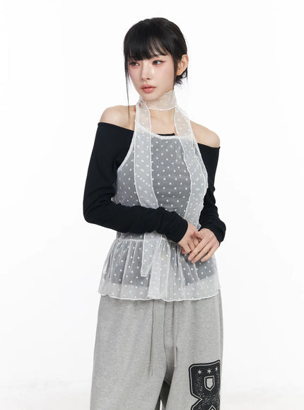 polka-dot-sheer-tank-top-and-scarf-cf518