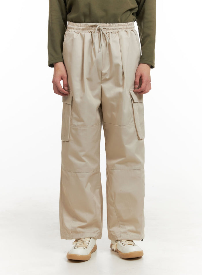 mens-wide-fit-cargo-pants-beige-iy402 / Beige