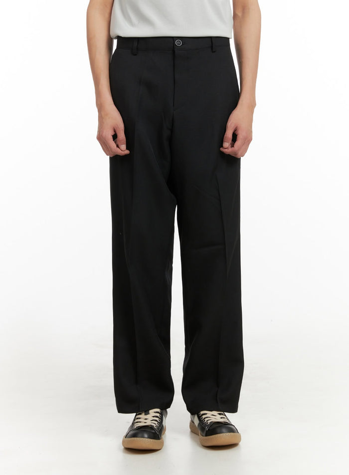 mens-loose-fit-tailored-pants-black-iy402 / Black