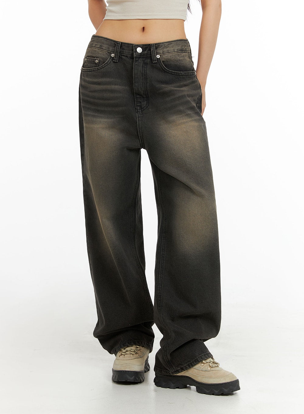 Vintage Washed Baggy Jeans IA417 - Acubi style | LEWKIN