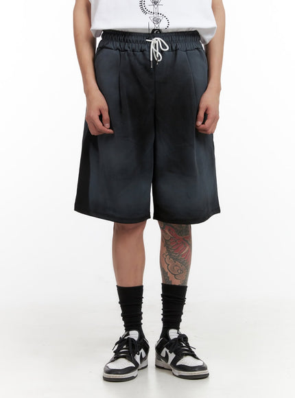 mens-washed-cotton-sweat-shorts-il404 / Black