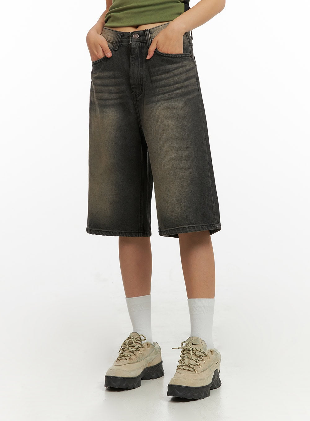 color-washed-jorts-iy422 / Black