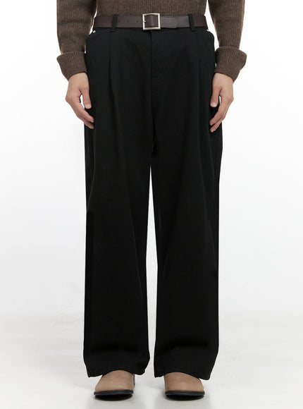 mens-cotton-pintuck-wide-fit-pants-id406 / Black