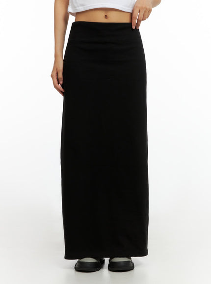 solid-maxi-skirt-il419 / Black