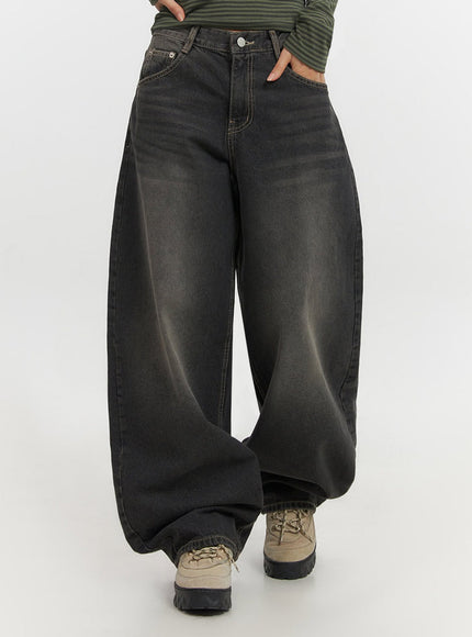 Skyla Washed Wide-Leg Baggy Jeans IF511