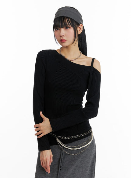 unbalanced-basic-sweater-if402 / Black