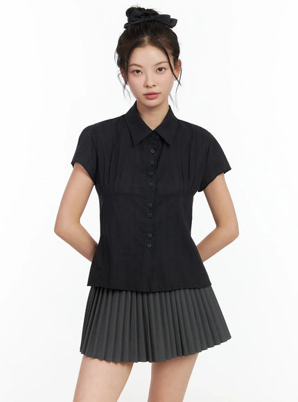 lace-short-sleeve-blouse-im524 / Black