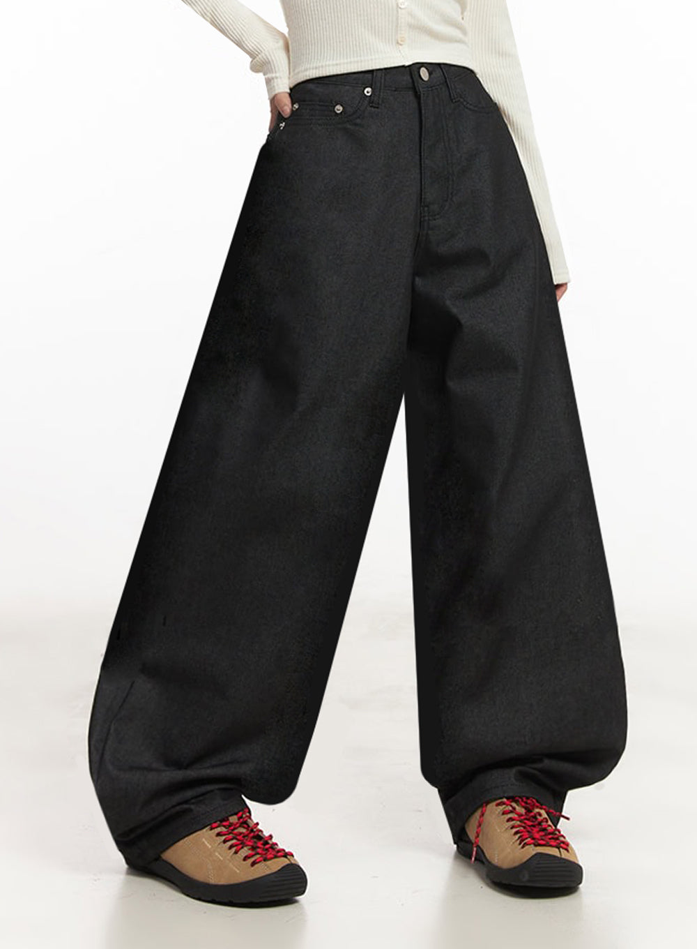 kassandra-wide-leg-baggy-jeans-ia515 / Black