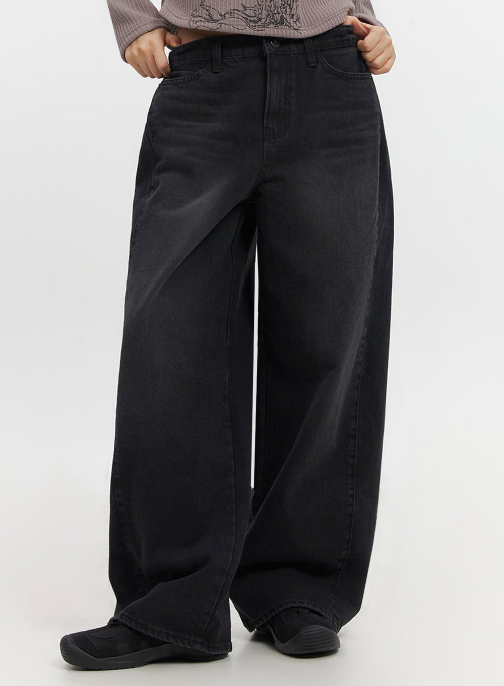 ashly-wide-leg-jeans-if511 / Black