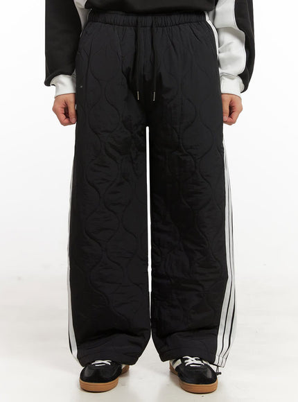 mens-quilted-wide-leg-track-pants-id431 / Black