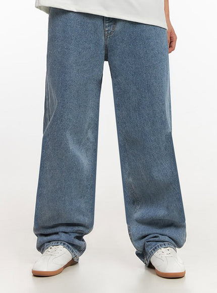 Men's Washed Long Relaxed-Fit Jeans IF517