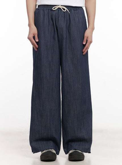 mens-denim-wide-leg-sweatpants-blue-im518 / Blue