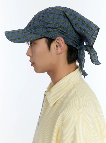 mens-plaid-headscarf-cap-ig519 / Blue