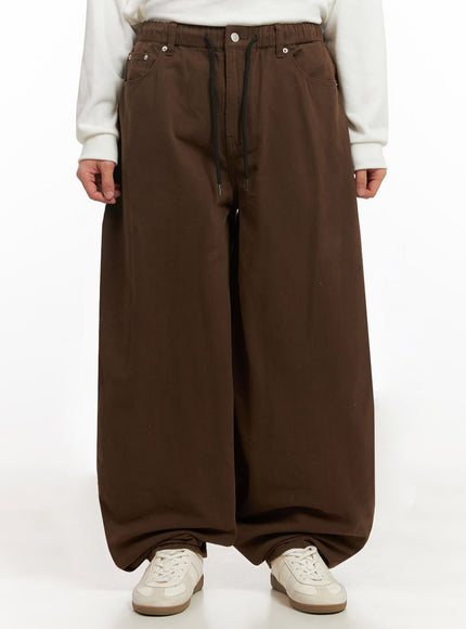 mens-solid-straight-leg-cotton-pants-id427 / Brown