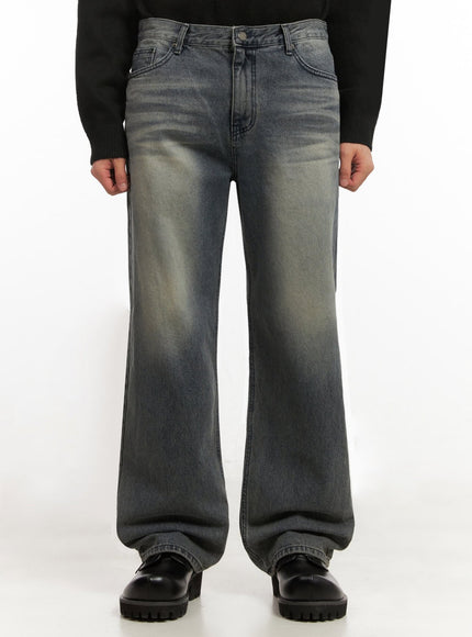 mens-washed-straight-leg-denim-jeans-id431 / Dark blue