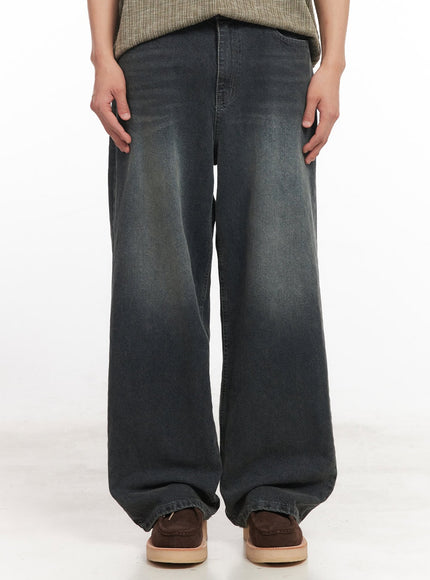 Men's Washed Wide-Leg Jeans IA511