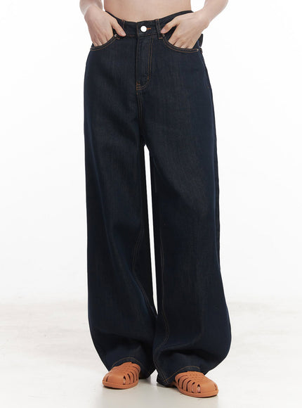 thiora-button-wide-leg-jeans-iy509 / Dark blue