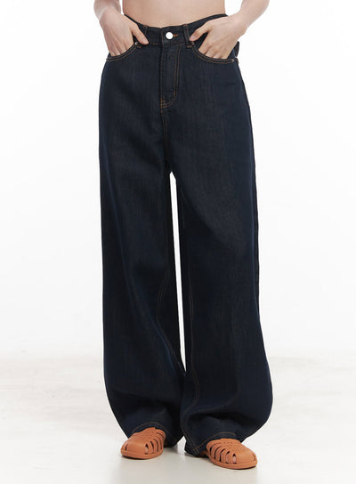 thiora-button-wide-leg-jeans-iy509 / Dark blue